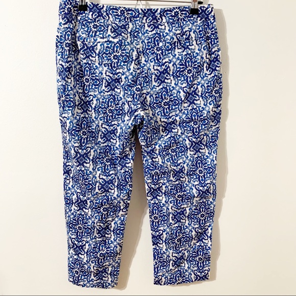 Milly for Designnation Cotton Floral Geometric Paisley Design Cropped Pants 💙🤍 - Picture 6 of 13